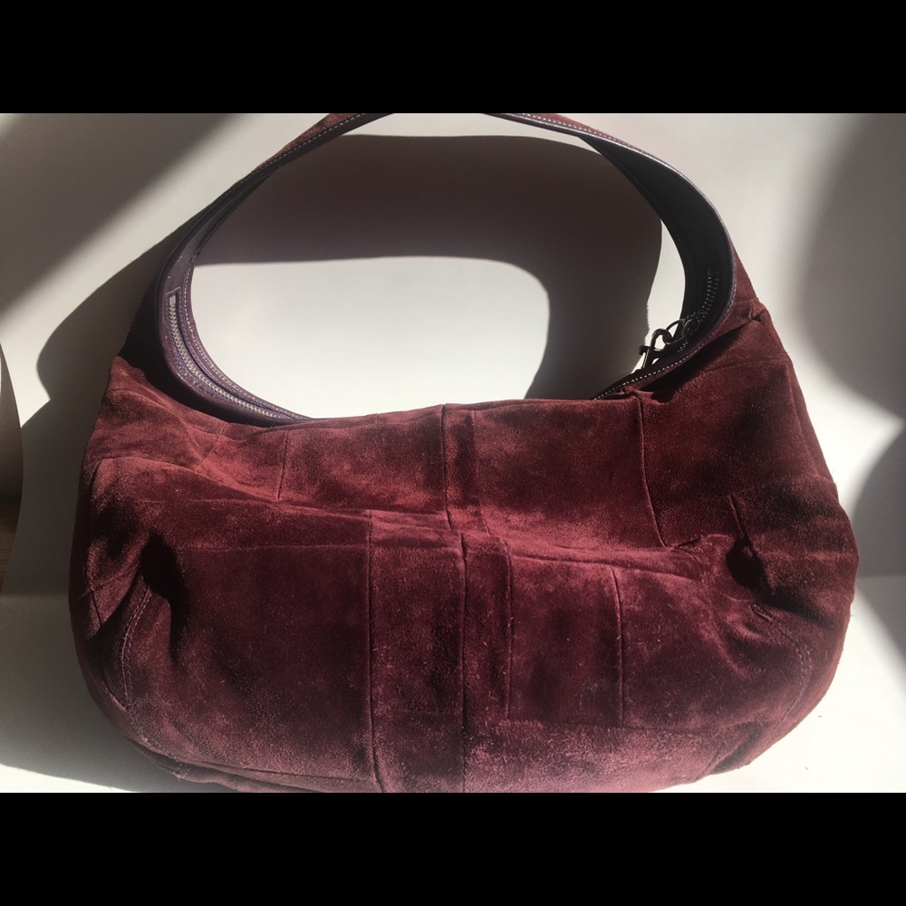 COACH Suede Shoulder Bag Plum
 patchwork